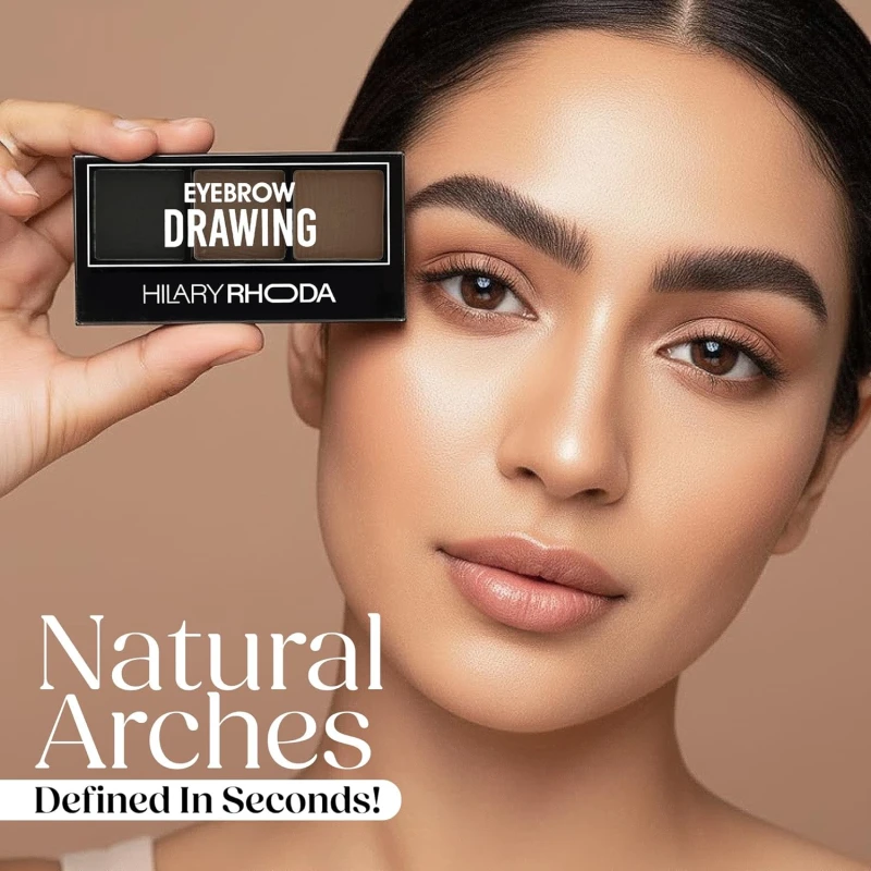 Hilary Rhoda Eyebrow Palette with Spoolie | 3 Natural Blendable Shades | Waterproof & Long-Lasting | Smudge-Proof Brow Powder Kit (Shade 02) – 7.2g thumbnail 4